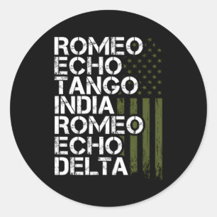 Retired Military Phonetic Alphabet Retiret Classic Round Sticker