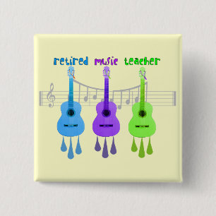 Retired Music Teacher 3 Guitars Design 15 Cm Square Badge