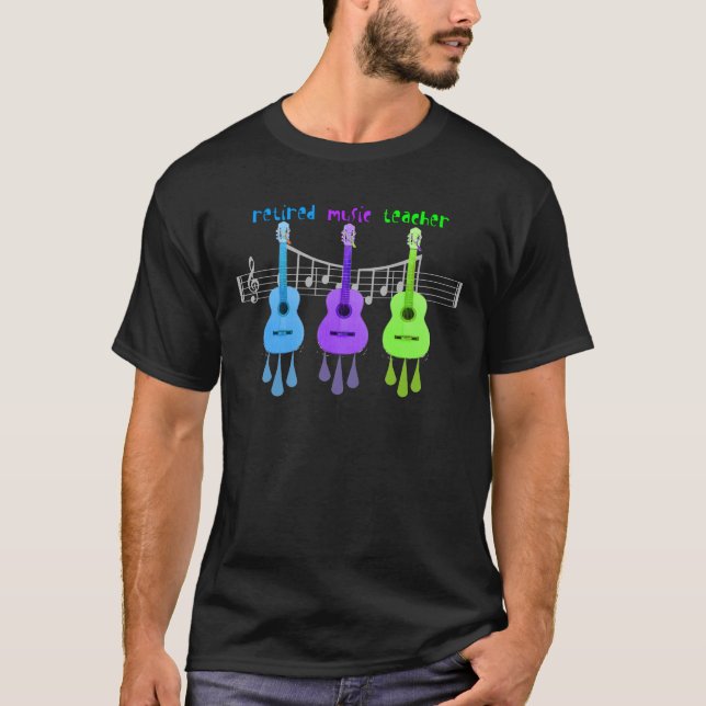 Retired Music Teacher 3 Guitars Design T-Shirt (Front)
