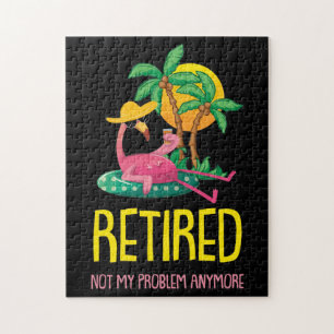 Retired Not My Problem Anymore Grandma Flamingo Jigsaw Puzzle
