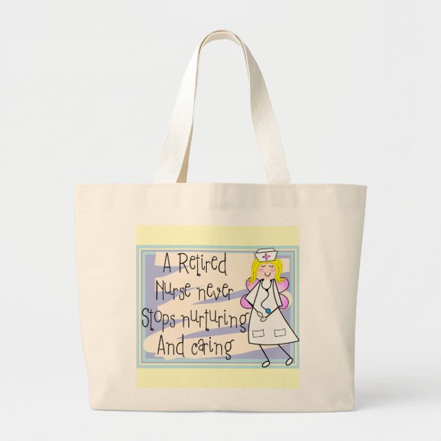 Retired Nurse Angel Art Cards & Gifts Large Tote Bag (Front)