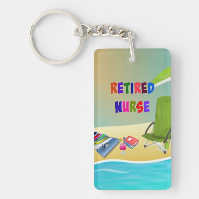 Retired Nurse, Fun in the Sun Key Ring (Front)