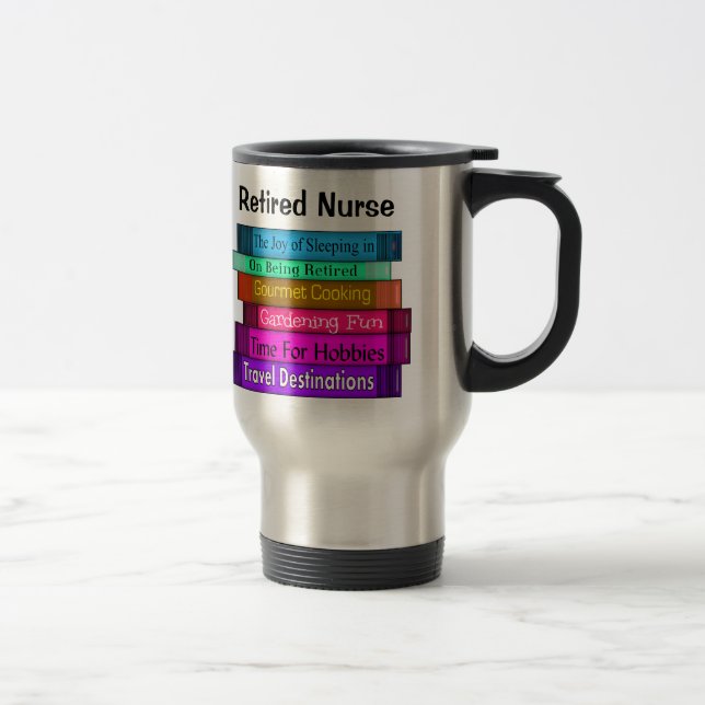 Retired Nurse Gifts Stack of Books Design 8 Travel Mug (Right)