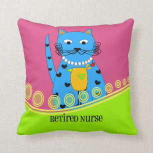 Retired Nurse Pillow Whimsical Cat
