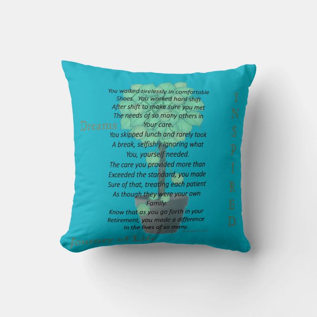Retired Nurse Poem Blue Cushion (Front)