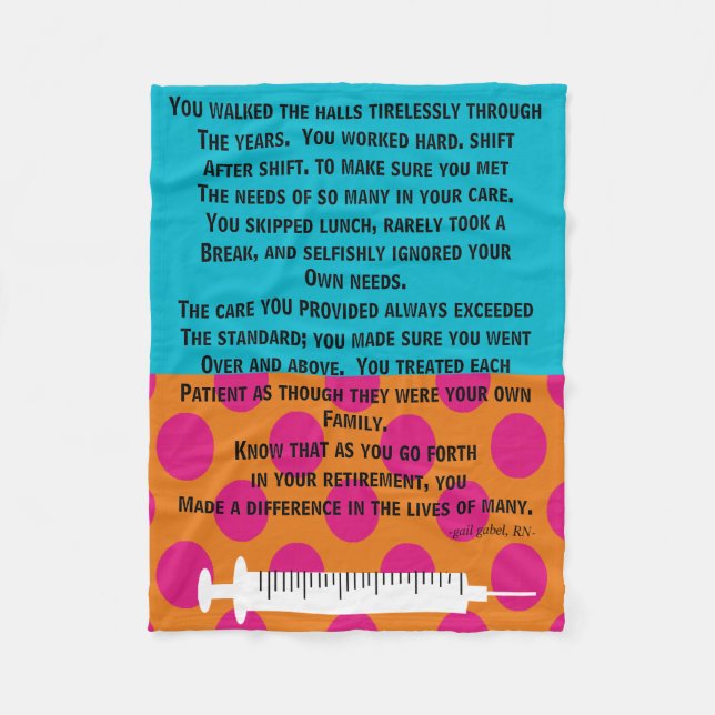 Retired Nurse Poem Fleece Blanket #2 (Front)