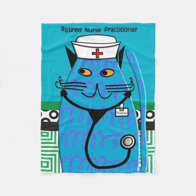 Retired Nurse Practitioner Cat Fleece Blanket #2 (Front)