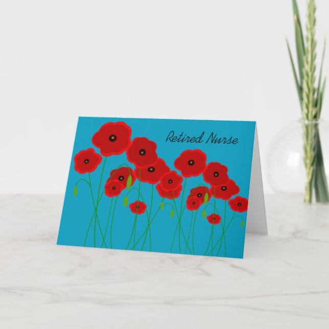 Retired Nurse Red Poppies Card (Front)