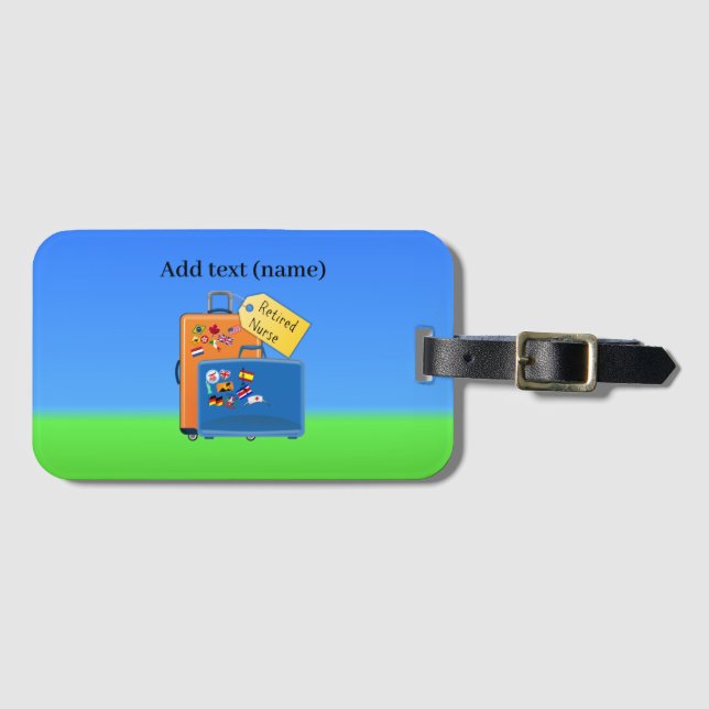 Retired Nurse TEMPLATE Luggage Tag (Front Horizontal)