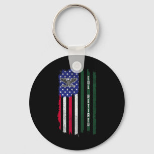 Retired O6 Colonel Col Rank American Flag Veterans Key Ring