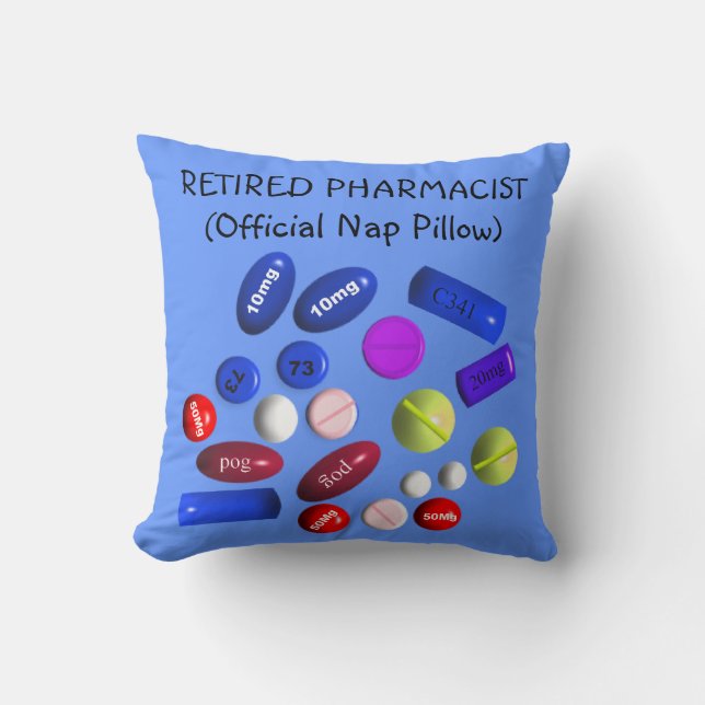 Retired Pharmacist "Official Nap Pillow" Cushion (Front)