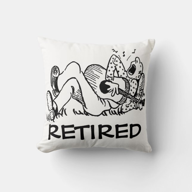 RETIRED PILLOWS, FUNNY RETIREMENT CUSHION (Front)