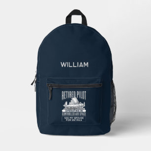 Retired Pilot Operating in Controlled Air Space Printed Backpack