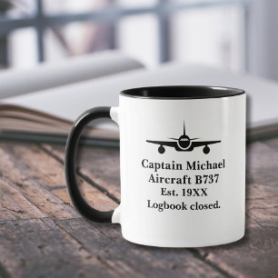 Retired Pilot Personalised Aviation Captain Name Mug