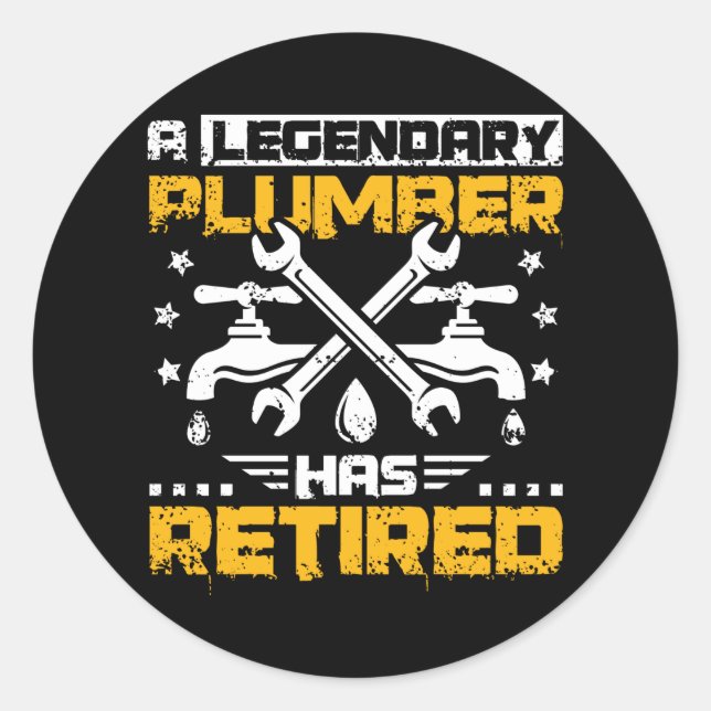 Retired Plumber Classic Round Sticker (Front)