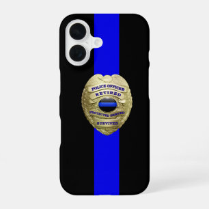 Retired Police Badge Thin Blue Line Case-Mate iPho iPhone 16 Case