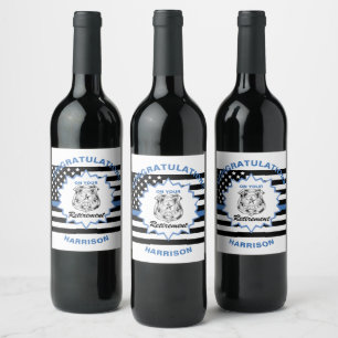 Retired Police Congratulations Retirement Wine Label