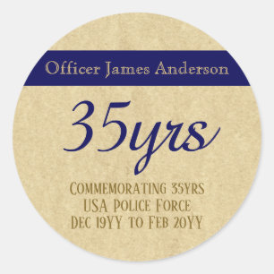 Retired Police Officer Thin Blue Line Personlized Classic Round Sticker