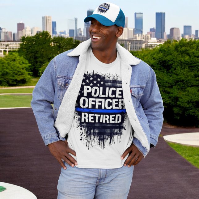 Retired Police Officer - US Blue Flag Line T-Shirt (Creator Uploaded)