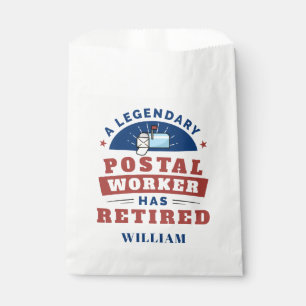 Retired Post Office Worker Typography Personalised Favour Bags