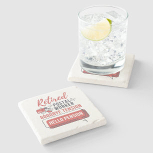 Retired Postal Worker Funny Mailman Retirement Stone Coaster