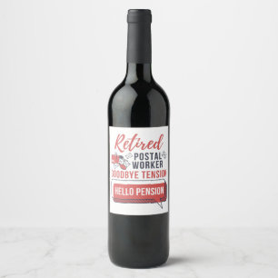 Retired Postal Worker Funny Mailman Retirement Wine Label