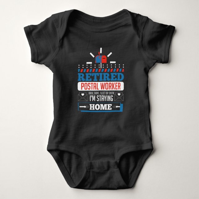 Retired Postal Worker Funny Postman Retirement Baby Bodysuit (Front)