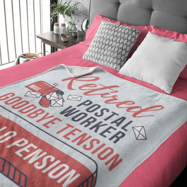 Retired Postal Worker Goodbye Tension Retirement Fleece Blanket (Retired Postal Worker Funny Parting Gift Fleece Blanket)