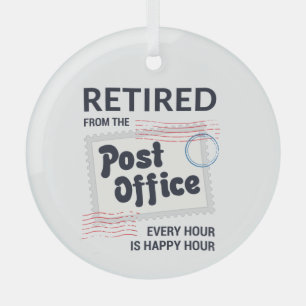 Retired Postal Worker Holiday Retirement Keepsake Glass Tree Decoration