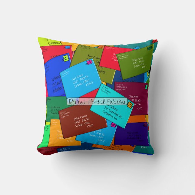 Retired Postal Worker Letters Cushion (Front)