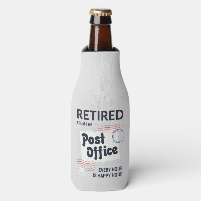 Retired Postal Worker Mailman Coworker Retirement Bottle Cooler (Bottle Front)