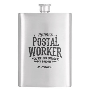 Retired Postal Worker Mailman Custom Retirement Hip Flask