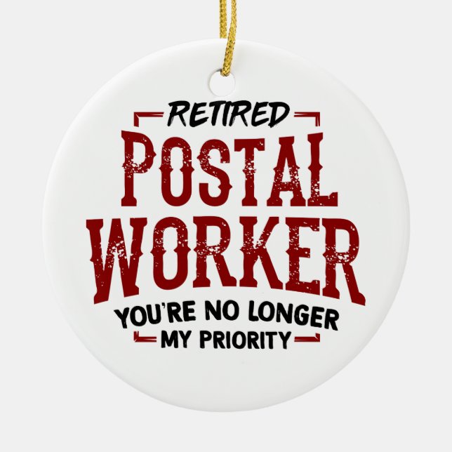 Retired Postal Worker Mailman Retirement Ceramic Tree Decoration (Front)