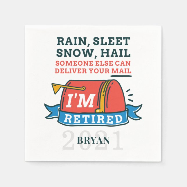 Retired Postal Worker Mailman Retirement Custom Napkin (Front)