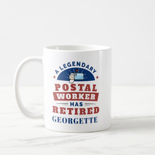 Retired Postal Worker Mailman Retirement Funny Coffee Mug (Left)