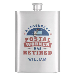 Retired Postal Worker Mailman Retirement Funny  Fl Hip Flask