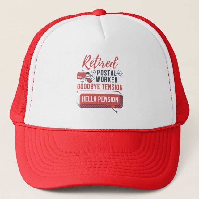 Retired Postal Worker Mailman Retirement Funny Trucker Hat (Front)