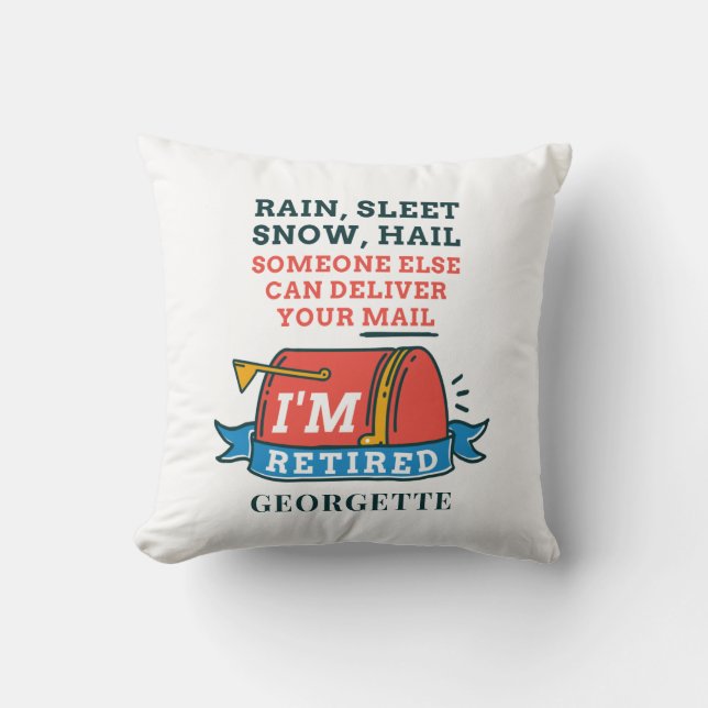 Retired Postal Worker Mailman Retirement Gag Cushion (Front)