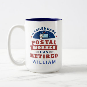 Retired Postal Worker Mailman Retirement Gag Two-Tone Coffee Mug
