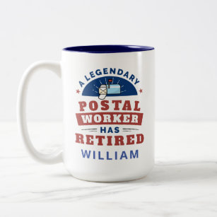 Retired Postal Worker Mailman Retirement Gag Two-Tone Coffee Mug