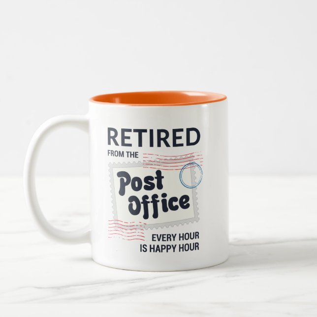 Retired Postal Worker Mailman Retirement Gag Two-Tone Coffee Mug (Left)
