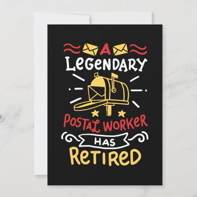 Retired Postal Worker Mailman Retirement Gift Invitation (Front)