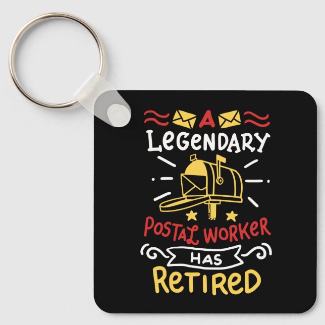 Retired Postal Worker Mailman Retirement Gift Key Ring (Front)