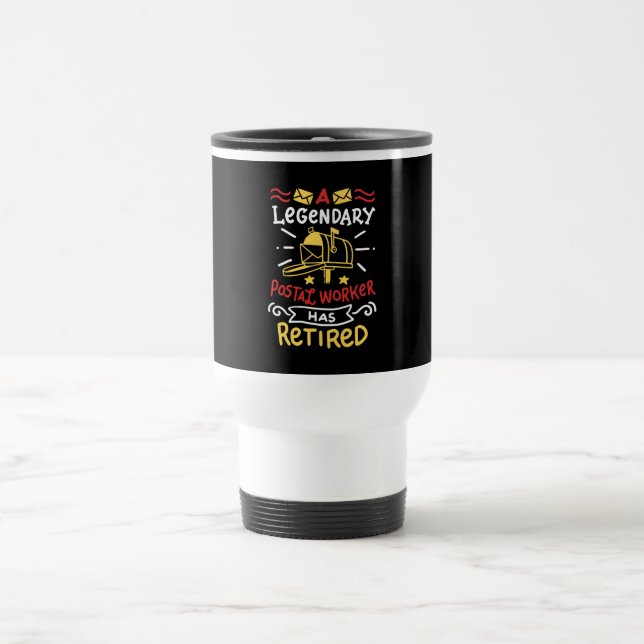 Retired Postal Worker Mailman Retirement Gift Travel Mug (Center)