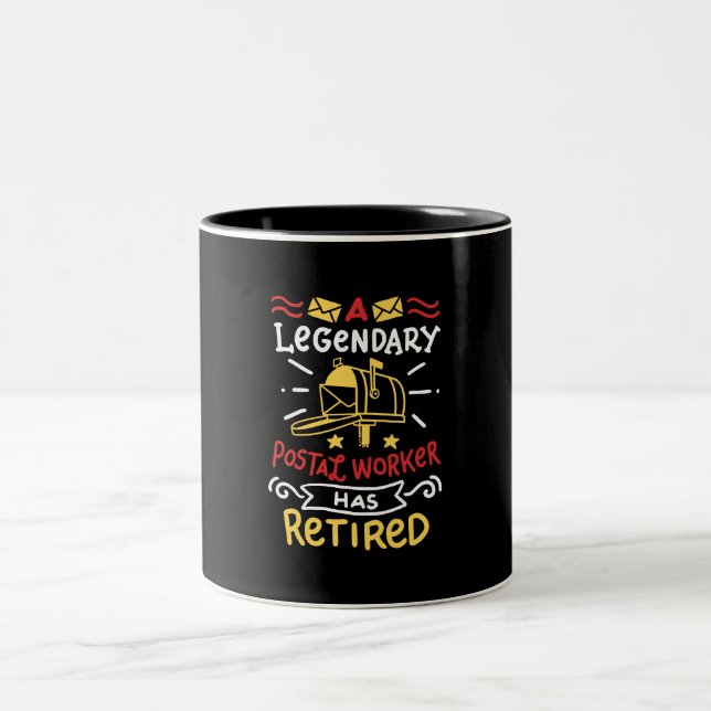 Retired Postal Worker Mailman Retirement Gift Two-Tone Coffee Mug (Center)