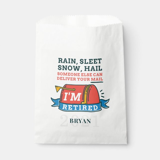 Retired Postal Worker Mailman Retirement Party Favour Bags (Front)