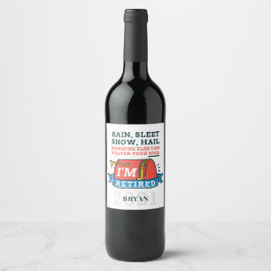 Retired Postal Worker Mailman Retirement Wine Label
