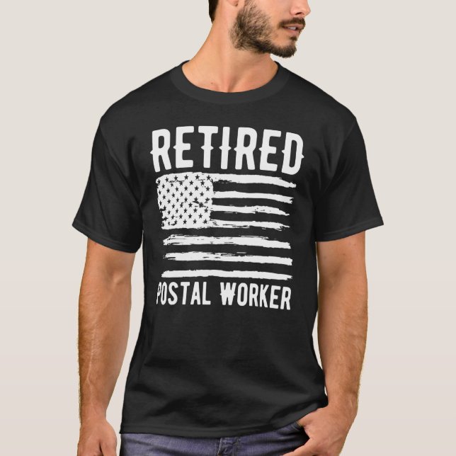 Retired Postal Worker Profession American Flag T-Shirt (Front)