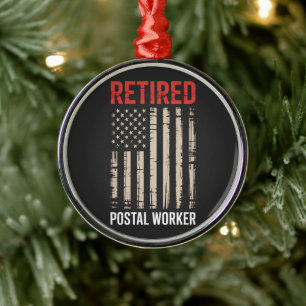 Retired Postal Worker Retirement Metal Tree Decoration