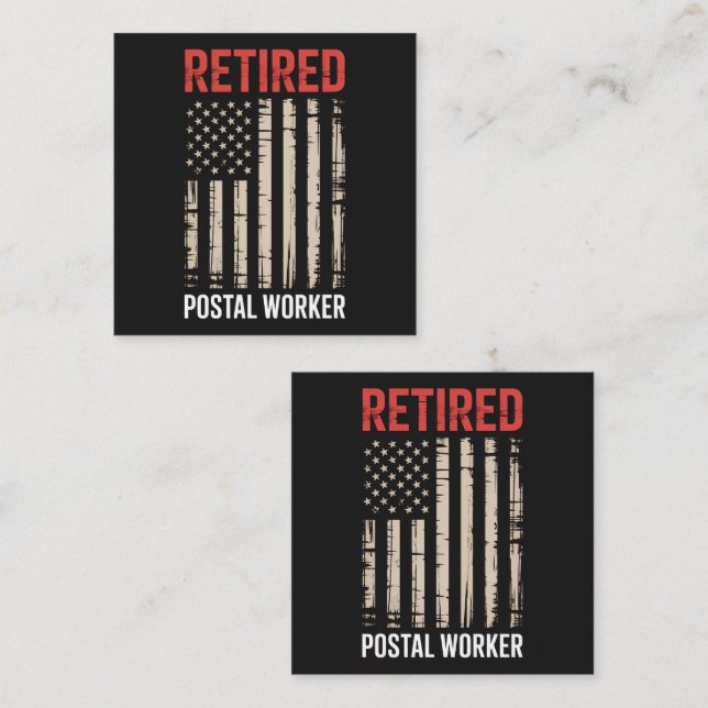 Retired Postal Worker Retirement Square Business Card (Front/Back)